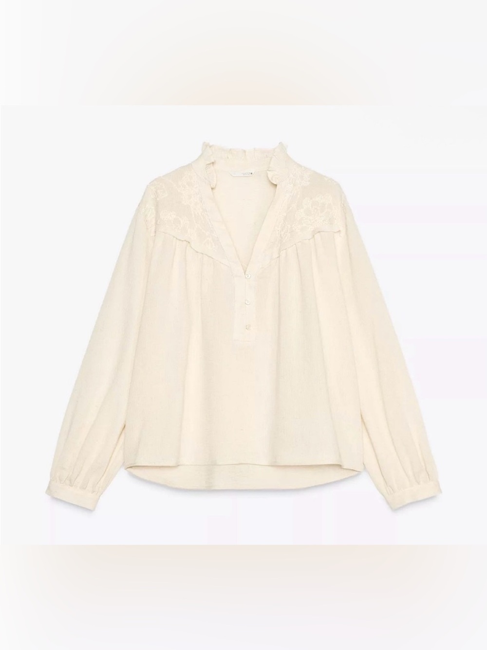 Zara EMBROIDERED RUSTIC BLOUSE